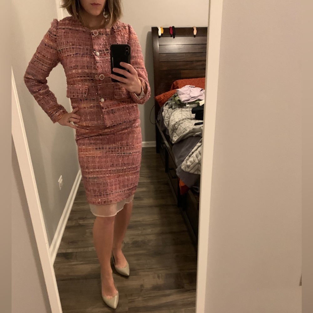 "Chanel-vibe" suit barbiecore